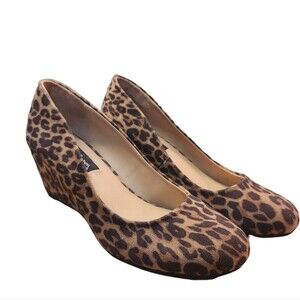 David Aaron Traci Suede Wedge Heels in Leopard Print 8.5